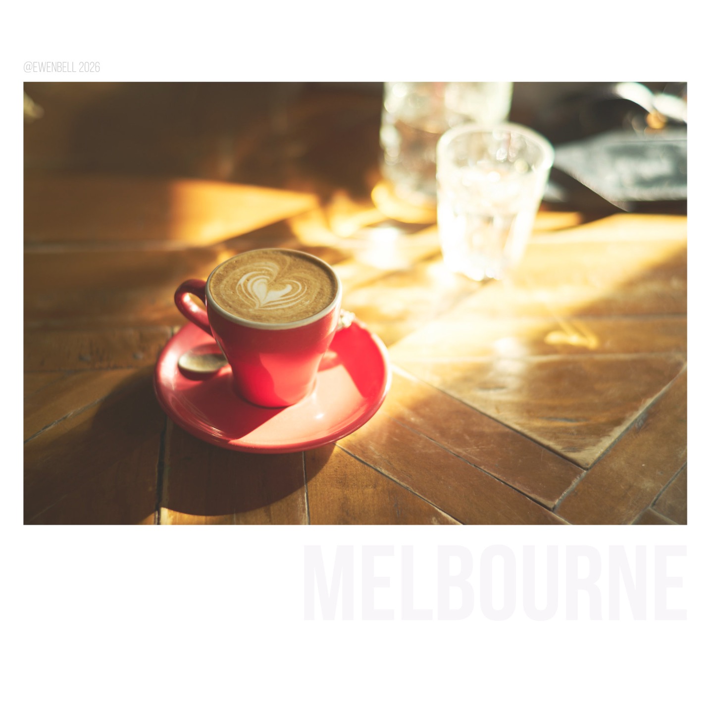 Coffee in the sunlight. Warm tones and timber.